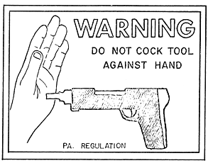 Title 34 § 29.55 Do Not cock Tool Against Hand Warning Sign